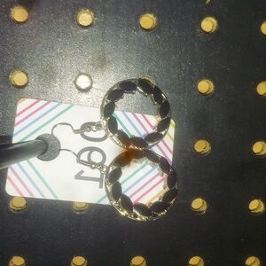 Beautiful black onyx circled earrings silver